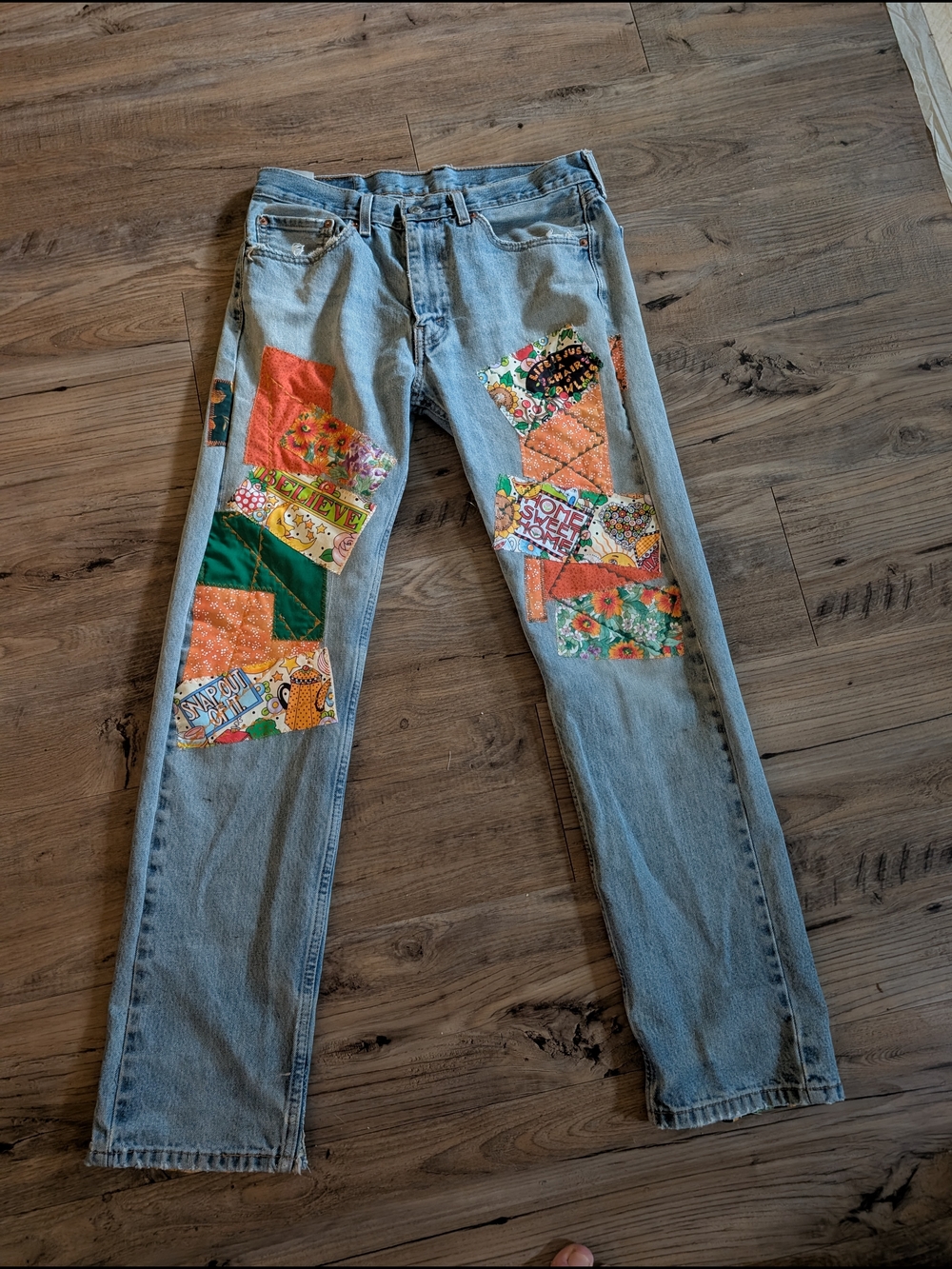 Embroidered Patches Levi's 505 Men's Straight Jeans